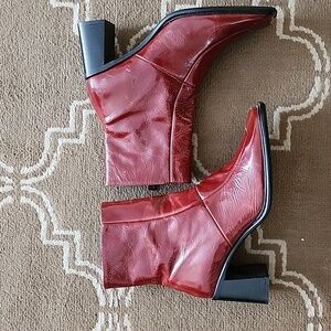 TOPSHOP Elegant Burgundy Leather Ankle Boots